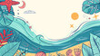 © Orkidia - Pop summer banner in doodle style illustrations