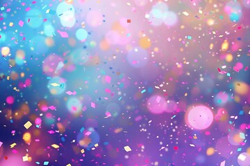 Canvas Print - Vibrant Confetti Explosion with Colorful Bokeh Background, Festive Carnival Celebration, Abstract Art Illustration