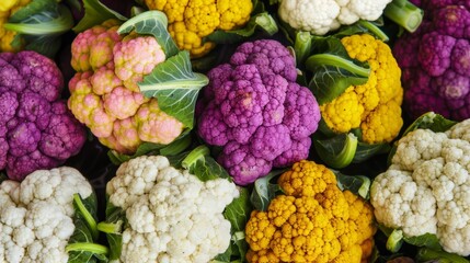 Poster - Colorful cauliflower florets close-up texture background