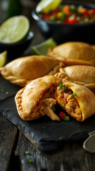 Wall Mural - Delicious Chicken Empanadas Served on a Vibrant Plate