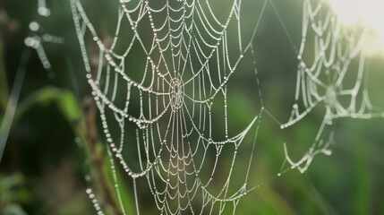 spider web with dew drops