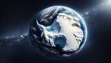 Fototapeta Przestrzenne - Flying over the earth's surface, 3D rendering. Earth