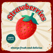 strawberry vintage advertising banner illustration