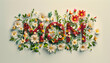 Illustration of 'mom' text made with colorful flowers, perfect for celebrating Mother's Day or showing love and appreciation for mothers.
