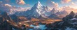 panoramic view of the majestic himalayan mountain range with k2 in foreground at sunset