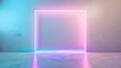 room with frame, neon lighting, concept image product presentation