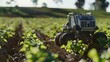 A robotic weeding system, demonstrating the technology's ability to improve crop yields and reduce labor costs,