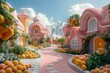 a real fantasy world made of candy and icecream with summer vibes and fresh, succulent fruits, ai generated
