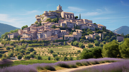 Wall Mural - house in the lavender field.