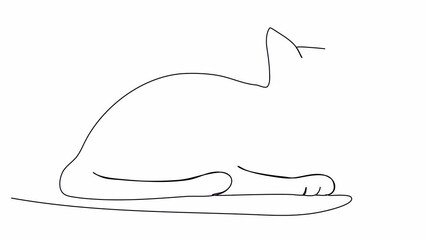 Wall Mural - Cat. One line drawing animation. Video clip with alpha channel.