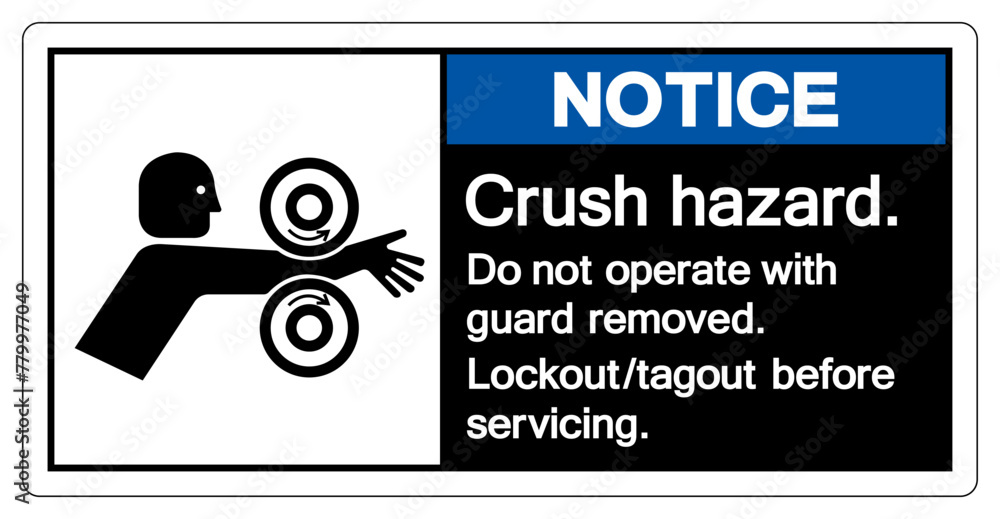 Notice Crush Hazard Do Not Operate With Guard Removed Symbol Sign ...
