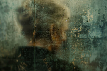 Poster - A blurry reflection of a woman is seen in a window