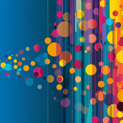 Poster - Multicolored circles and intricate lines intertwine to create a dynamic and visually captivating abstract composition