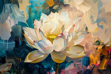 A Painting Of A White Flower With A Yellow Center