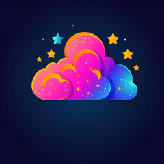 Poster - A vibrant cloud filled with stars floats against a dark background, creating a mesmerizing and dreamy scene