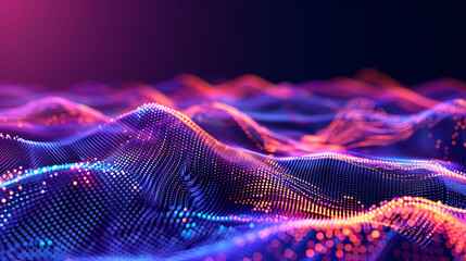 abstract background of colorful particles with waves.