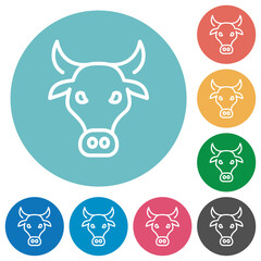 Canvas Print - Cow head outline flat round icons