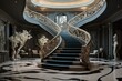 Opulent Stair luxury house interior. Space indoor. Generate Ai