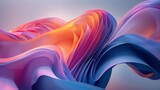 Fototapeta  - Curvy translucent sheets forming an abstract flowing shape. Dynamic motion, neon background