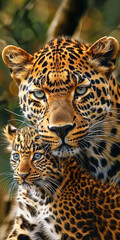 Poster - African leopard and cub