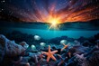 Colorful Starfish sea. Ocean star tropical. Generate Ai