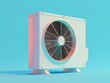 A simple, vibrant image of a modern air conditioning unit, symbolizing cool relief on a hot day