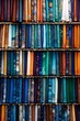 colorful fabric rolls neatly arranged on shelves in a haberdashery