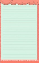 Cute Cartoon Lined Paper With Pink Polka Dots And A Pink Scalloped Border.