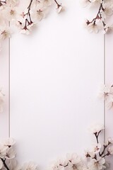 Wall Mural - Delicate white and pink cherry blossoms frame a blank page, ready for your message.