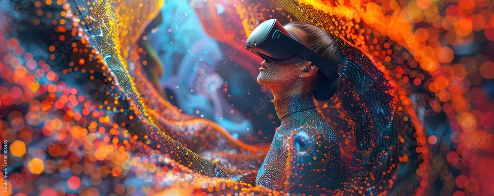 An imaginative representation of a VR journey, where the user's head is ...