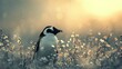 penguin, invisible, giant, in a peaceful meadow, a vision of light and harmony