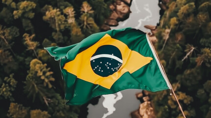 Sticker - brazil flag flying in the air