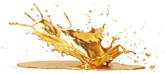 Wall Mural - Luxury Gold oil wave Splash. Isolated on white background.	