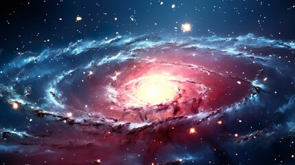 Wall Mural - this image captures the majesty of a galaxy spiral with vibrant colors and bright stars set against 