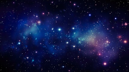 Wall Mural - This image shows a serene starry sky with light blue nebula clouds, evoking a sense of peace and the vastness of the universe