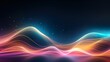 This image showcases vibrant abstract waves flowing across a starry night sky, glowing with various shades
