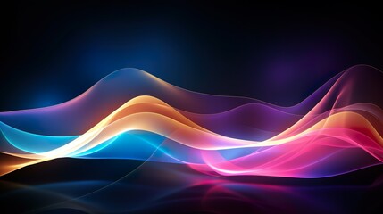 Canvas Print - mesmerizing neon waves ripple through the darkness, accented by subtle stars, creating a sense of co