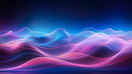 Canvas Print - this image features a visually striking blend of neon colors forming fluid waves against a starry ni