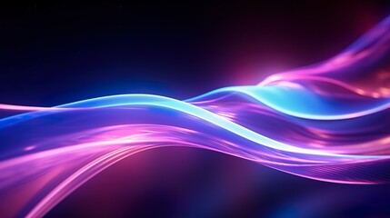 Canvas Print - captivating image of a single fluid wave illuminated in purple and blue tones against a dark backdro