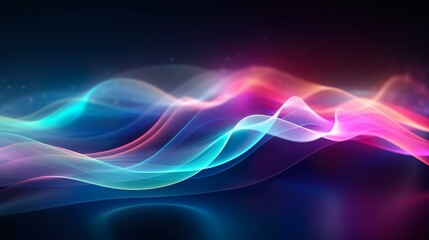 Wall Mural - this image features mesmerizing light waves flowing with vivid blues and pinks against a dark, cosmi