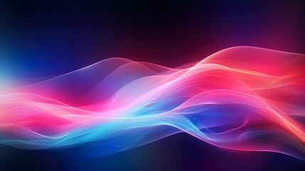 Canvas Print - the image captures the fluid motion of vibrant, undulating waves in neon colors, emanating a soft, c