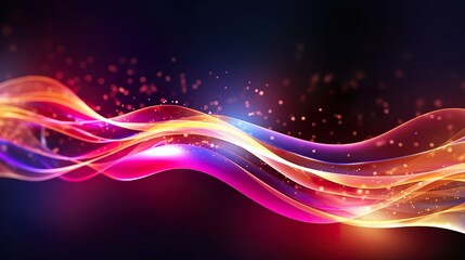 Canvas Print - this image illustrates vibrant light waves undulating gracefully in a dark space, symbolizing rhythm