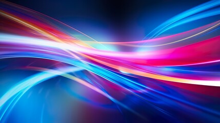 Canvas Print - a captivating digital image of sinuous wave lines in blue and red, creating a sense of ongoing flow 