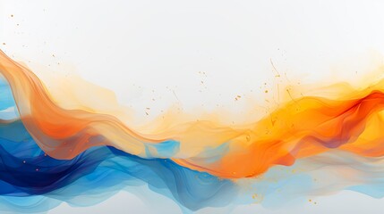 Canvas Print - Warm-colored abstract smoke waves that evoke a sense of freedom and creativity on a clean white background