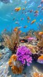 Vibrant Underwater Scene of Colorful Coral Reef