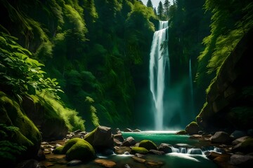 Wall Mural - waterfall in the forest