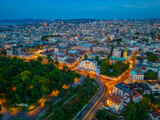 Fototapeta Miasto - Sunset aerial view of the old town of Belgrade, Serbia