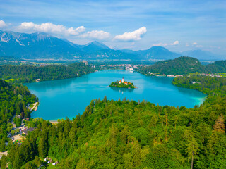 Canvas Print - Aerial view of lake Bled in Slovenia