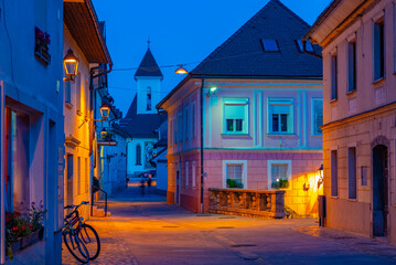 Sticker - Night view of a street in the historical center of Kranj, Slovenia