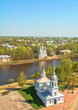 The embankment of the ancient Russian city of Vologda. View from above